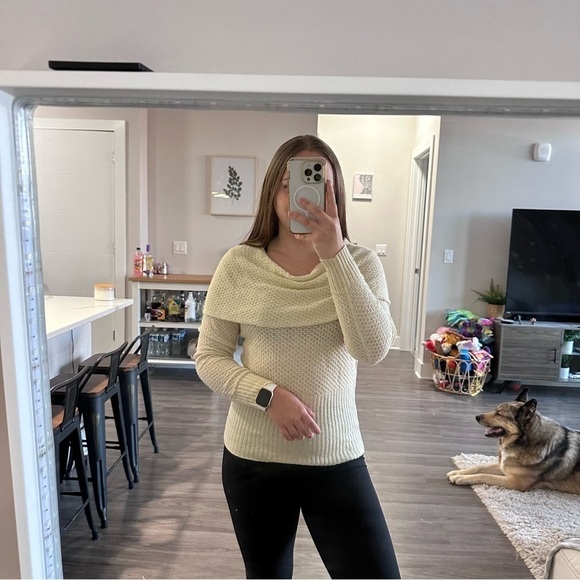 Vintage 90s Y2K Uniform John Paul Richard Cream Off the Shoulder Cream Sweater - Picture 6 of 10